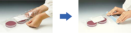 Photo: How to use AnaeroPouch&trade; :
											(Common to anaerobic, microaerophilic and capnophilic)